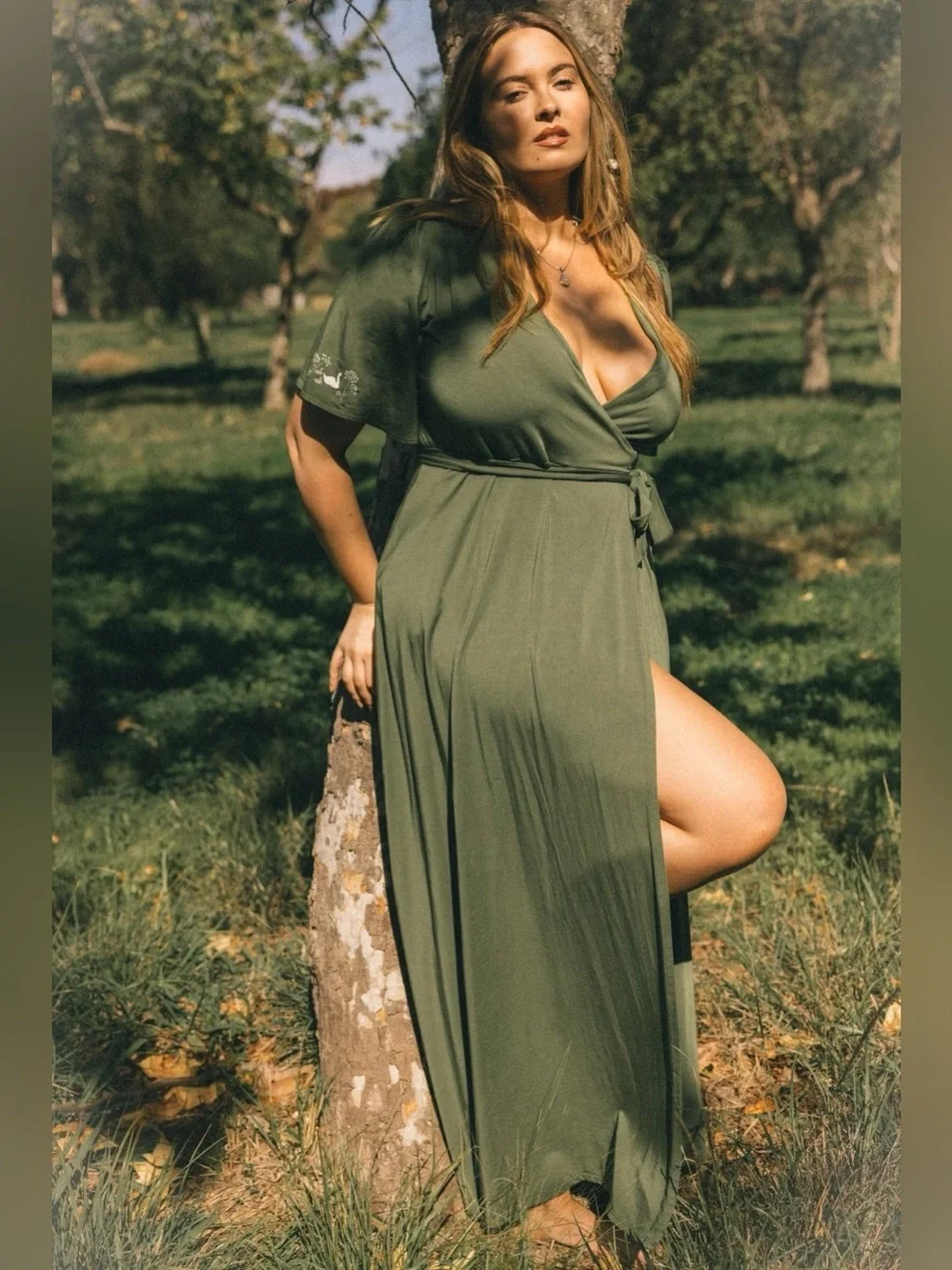 green (left side) ONLY!! S * NEW * Soul Messengers Wrap Dress
(swan print) - Picture 2 of 6